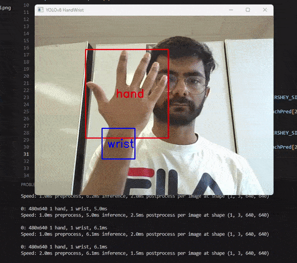 Hand Detection demonstration with YOLOv8